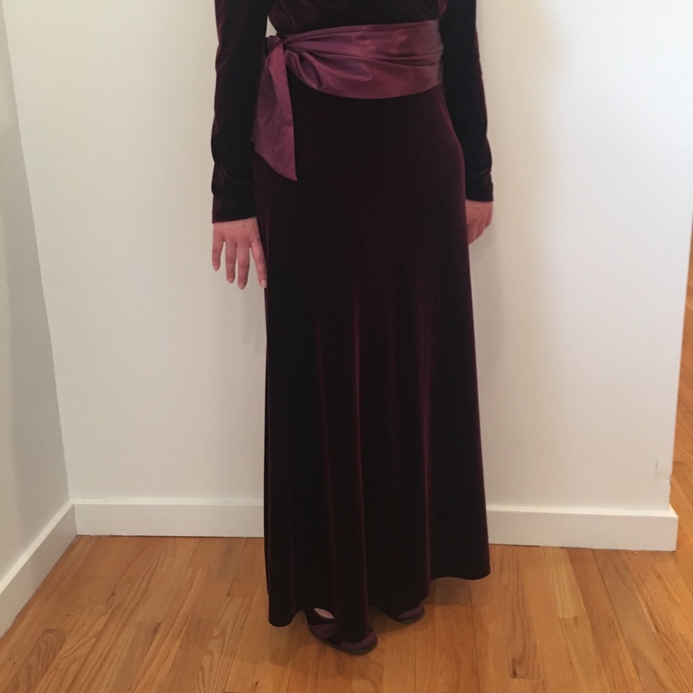 Plum Stretch Velvet Skirt